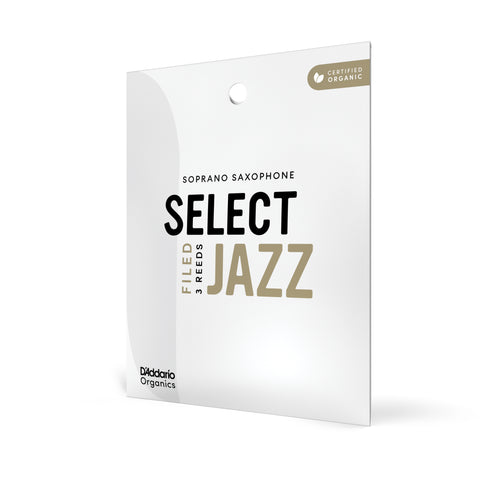 D'Addario Organic Select Jazz Filed Soprano Sax Reeds, Strength 2 Soft, 3-Pack