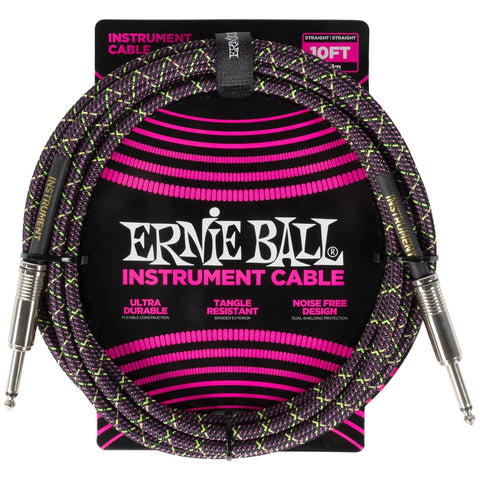 Ernie Ball Braided Instrument Cable Straight/Straight 10ft - Purple Python