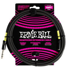 Ernie Ball Headphone Extension Cable 1/4 to 3.5mm 10ft - Black