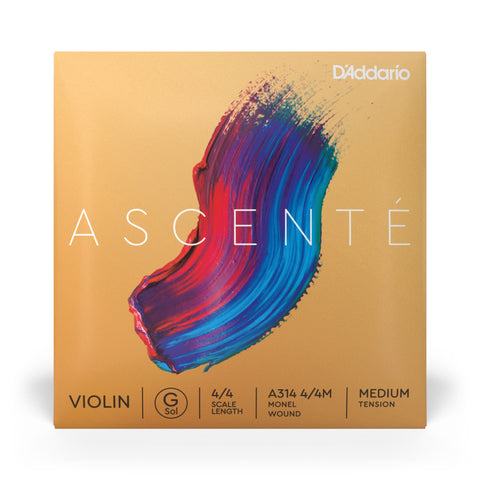 D'Addario Ascenté Violin G String, 4/4 Scale, Medium Tension