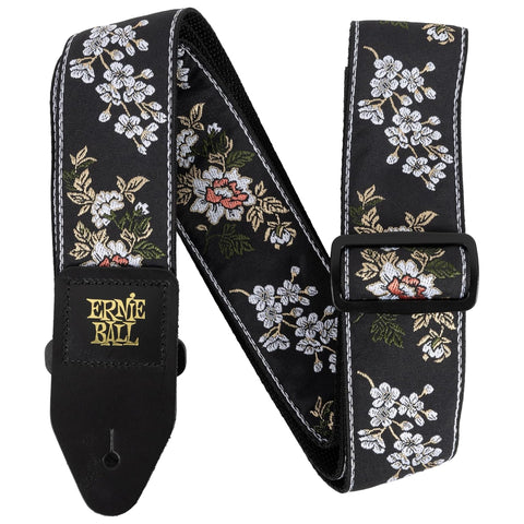 Ernie Ball Classic Jacquard Guitar Strap/Bass Strap - White Blossom