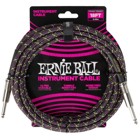 Ernie Ball Braided Instrument Cable Straight/Straight 18ft - Purple Python