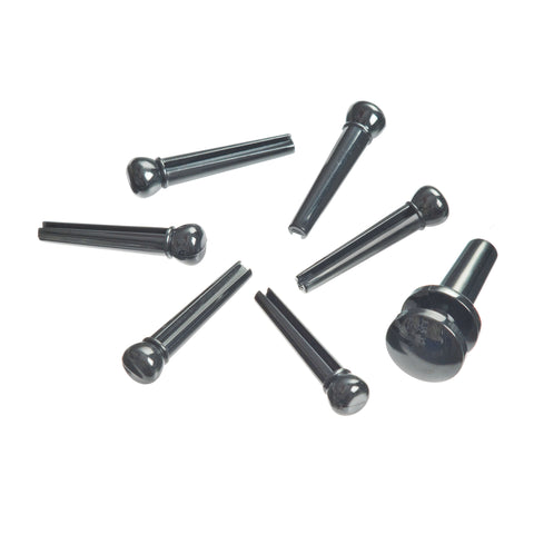 D'Addario Injected Molded Bridge Pins with End Pin, Set of 7, Ebony