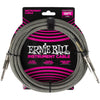 Ernie Ball Braided Instrument Cable Straight/Straight 18ft - Silver Fox