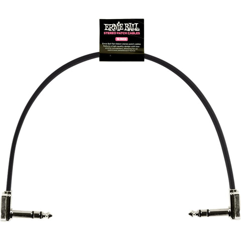 Ernie Ball Flat Ribbon Stereo Patch Cable 12in - Black - Single