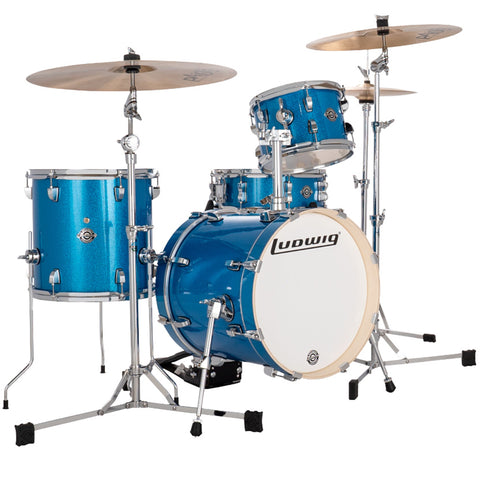 Ludwig Breakbeats Kit 4pc Acoustic Drum Set Junior Size Blue Sparkle