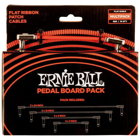 Ernie Ball Flat Ribbon Patch Cables Pedalboard Multi-Pack - Red