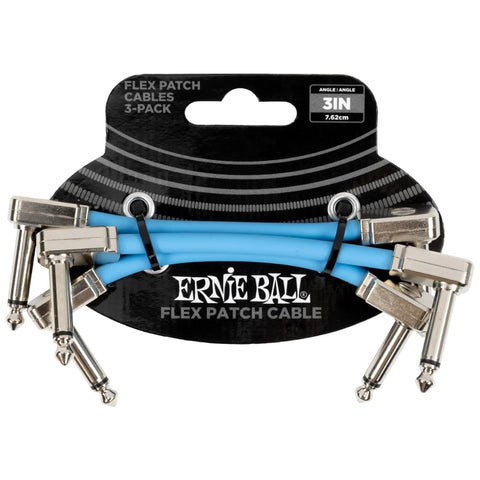 Ernie Ball Flex Patch Cable 3in - Blue - 3 Pack