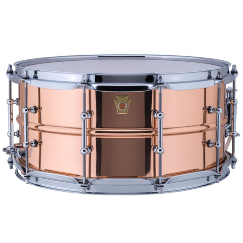 Ludwig LC662T Copper Phonic 6.5x14 Smooth Polished Shell, Tube Lugs Snare Drum