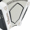 Alacran Accordion 34 Button 12 Bass 3 Switches GCF White Satin