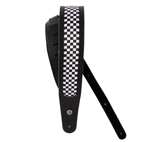 D'Addario Hybrid Leather Guitar Strap, Checkered