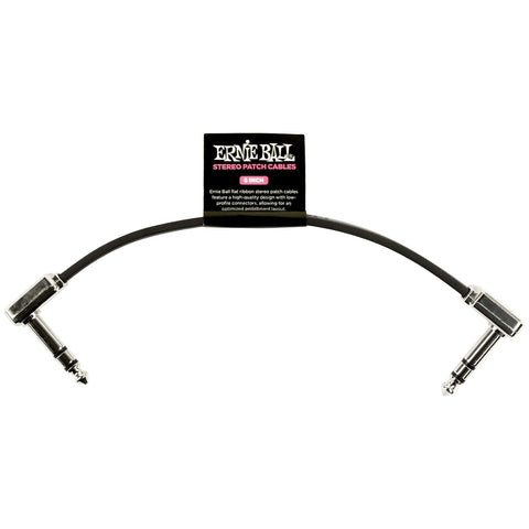 Ernie Ball Flat Ribbon Stereo Patch Cable 6in - Black - Single