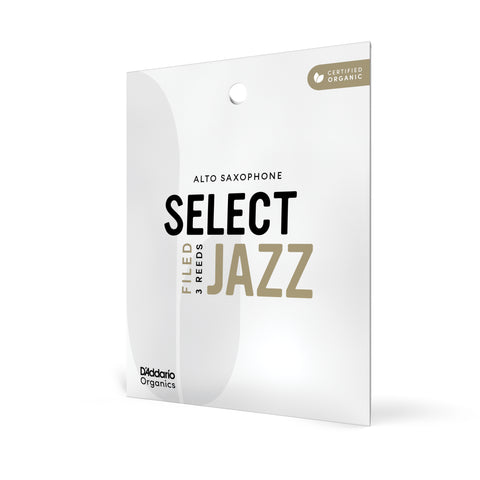 D'Addario Organic Select Jazz Filed Alto Sax Reeds, Strength 2 Hard, 3-Pack