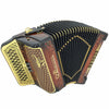 Alacran Accordion 34 Button 12 Bass 3 Switches GCF Brown Wood Stain