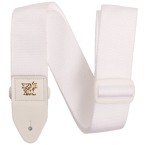 Ernie Ball Polypro Guitar Strap/Bass Strap - White w/ White