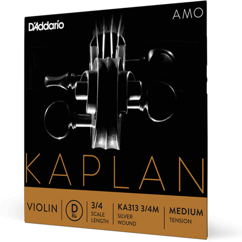 D'Addario Kaplan Amo Violin D String, 3/4 Scale, Medium Tension