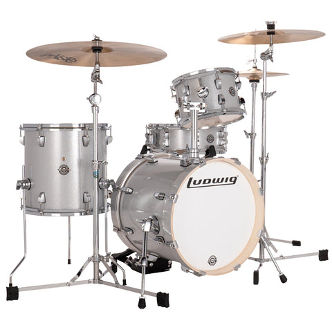 Ludwig Breakbeats Kit 4pc Acoustic Drum Set Junior Size Silver Sparkle