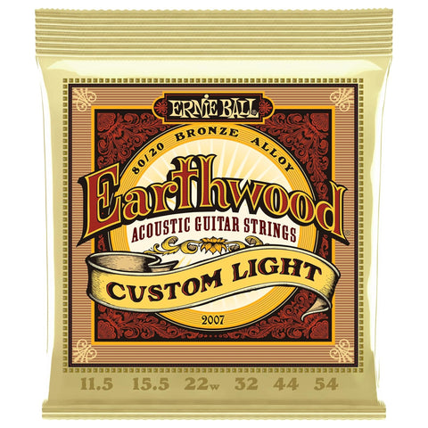 Ernie Ball Custom Light Earthwood 80/20 Bronze Acoustic Guitar Strings 11.5-54 Gauge