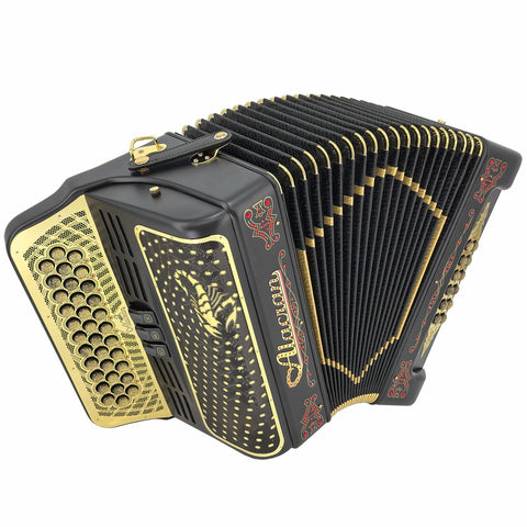 Alacran Accordion 34 Button 12 Bass 3 Switches FBE Black Satin