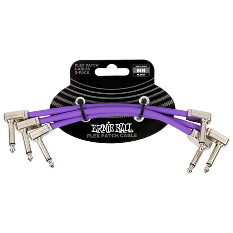 Ernie Ball Flex Patch Cable 6in - Purple - 3 Pack