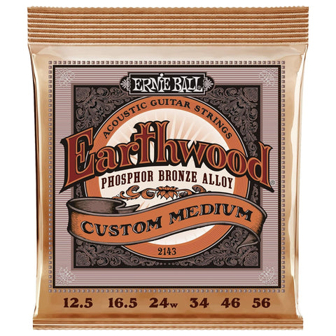 Ernie Ball Custom Medium Earthwood Phosphor Bronze Acoustic Guitar Strings 12.5-56 Gauge