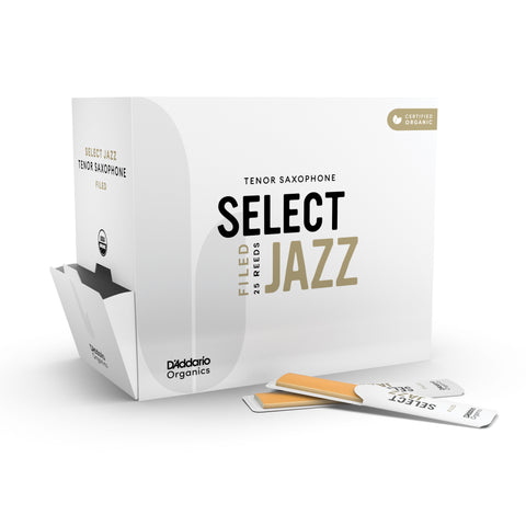 D'Addario Organic Select Jazz Filed Tenor Saxophone Reeds, 3 Soft, 25-Pack