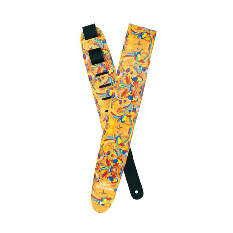 D'Addario Beatles Yellow Submarine 55th Anniv Vinyl Guitar Strap Primrose