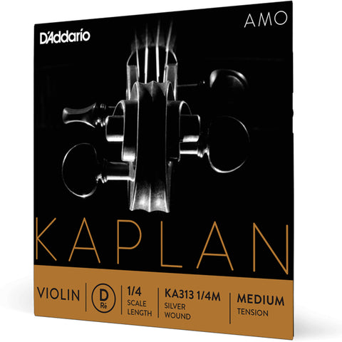 D'Addario Kaplan Amo Violin D String, 1/4 Scale, Medium Tension