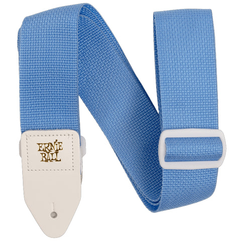 Ernie Ball Polypro Guitar Strap/Bass Strap - Soft Blue w/ White