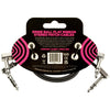 Ernie Ball Flat Ribbon Stereo Patch Cable 12in - Black - 2 Pack