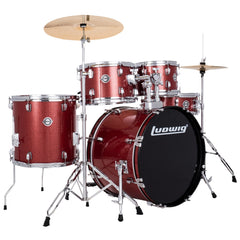 Ludwig Accent FUSE 5pc Acoustic Drum Set Pack Red Sparkle