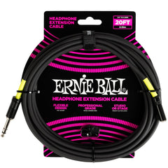 Ernie Ball Headphone Extension Cable 1/4 to 3.5mm 20ft - Black