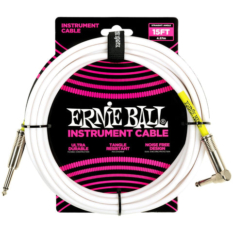 Ernie Ball Classic Instrument Cable Straight/Angle 15ft - White