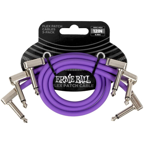 Ernie Ball Flex Patch Cable 12in - Purple - 3 Pack