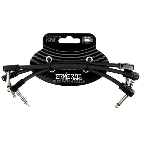 Ernie Ball Flex Patch Cable 6in - Black - 3 Pack