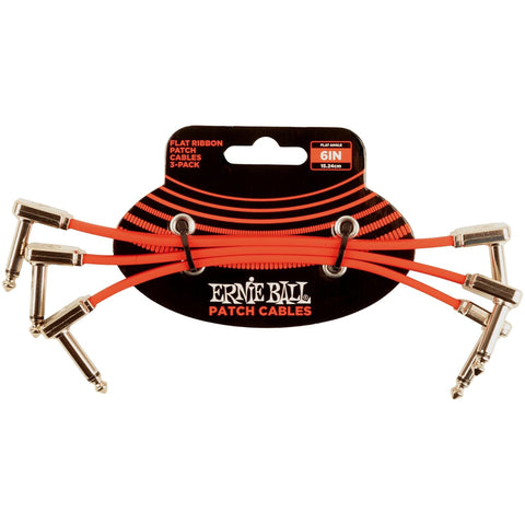 Ernie Ball Flat Ribbon Patch Cable 6in - Red - 3 Pack