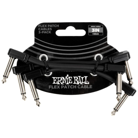 Ernie Ball Flex Patch Cable 3in - Black - 3 Pack