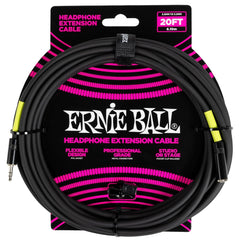 Ernie Ball Headphone Extension Cable 3.5mm to 3.5mm 20ft - Black