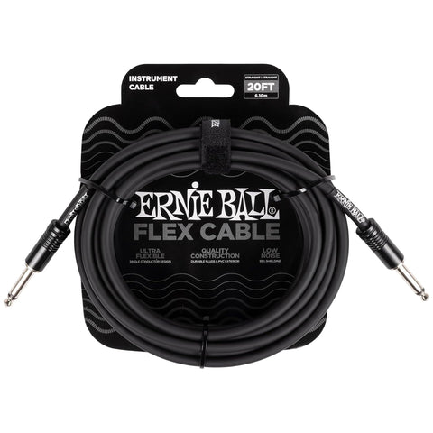 Ernie Ball Flex Instrument Cable Straight/Straight 20ft - Black