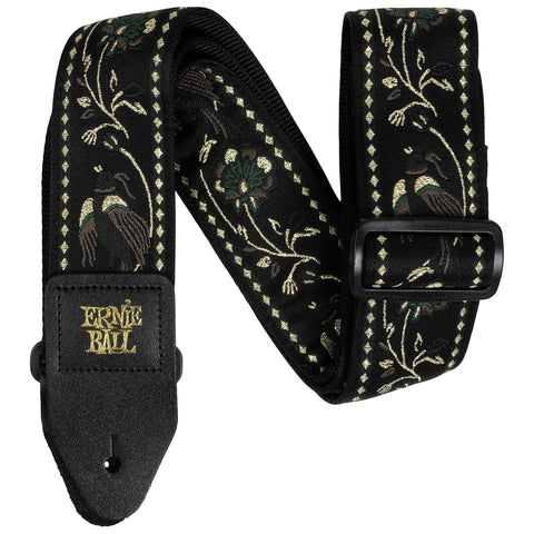 Ernie Ball Classic Jacquard Guitar Strap/Bass Strap - Black Pleasant Pheasant