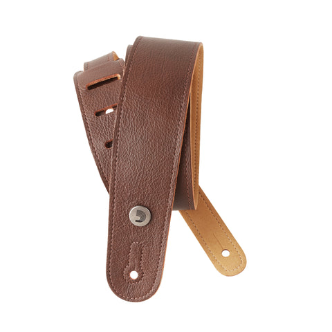 D'Addario Slim Garment Leather Guitar Strap, Brown