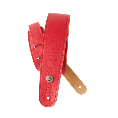 D'Addario Slim Garment Leather Guitar Strap, Red