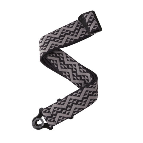 D'Addario Auto Lock Guitar Strap, Black Padded Geometric