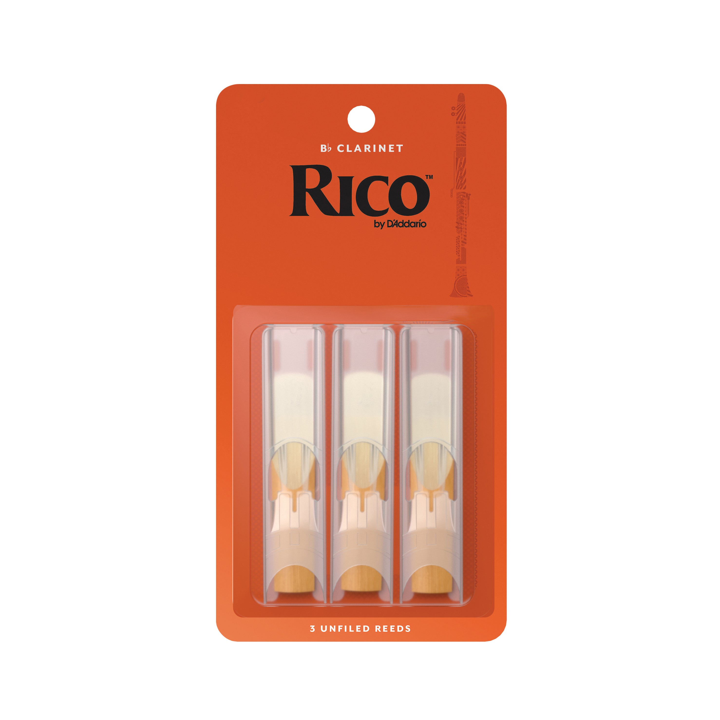 Rico by D'Addario Bb Clarinet Reeds, Strength 3, 3-pack