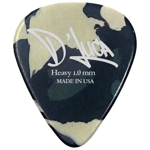 D'Luca Celluloid Standard Guitar Picks Camouflage 1.0mm Heavy 10 Pack