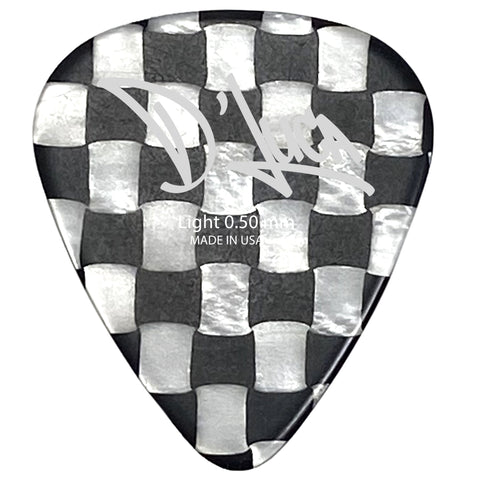 D'Luca Celluloid Standard Guitar Picks Checkerboard 0.50 mm Light 10 Pack