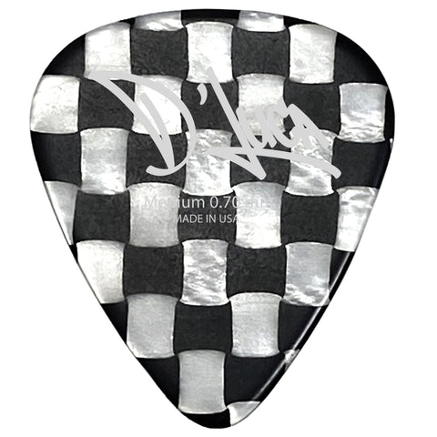 D'Luca Celluloid Standard Guitar Picks Checkerboard 0.70mm Medium 10 Pack