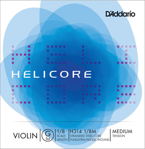 D'Addario Helicore Violin Single G String, 1/8 Scale, Medium Tension