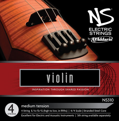 D'Addario NS Electric Violin String Set, 4/4 Scale, Medium Tension