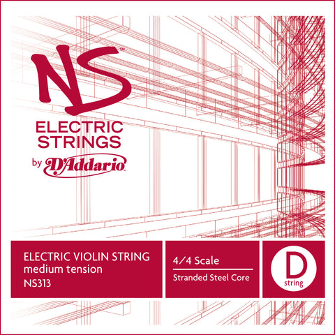 D'Addario NS Electric Violin Single D String, 4/4 Scale, Medium Tension